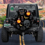 Human Skull With Candle And Cat Spare Tire Cover Car Accessories