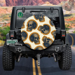Human Skull Surrounded By Yellow On Beige Background Spare Tire Cover Car Accessories