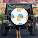 Human Skull In Blue Bandana On White Background Spare Tire Cover Car Accessories