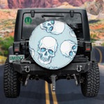 Human Skull Head On Blue Background Spare Tire Cover Car Accessories