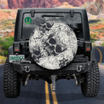 Human Skull Grunge On Gray Background Spare Tire Cover Car Accessories