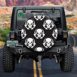 Human Skull And Lightning Arrows On Black Background Spare Tire Cover Car Accessories
