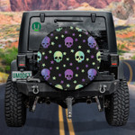 Human Neon Skulls In Starry Night Spare Tire Cover Car Accessories