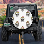 Female Human Skull With Yellow Hair And Scrunchy Spare Tire Cover Car Accessories