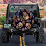 Embroidery Human Skull With Color Feathers Spare Tire Cover Car Accessories