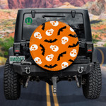 Creepy Human Skulls And Bats On Orange Spare Tire Cover Car Accessories