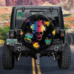 Colorful Background With Butterflies Human Skulls And Lily Flowers Spare Tire Cover Car Accessories