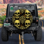 Black And Yellow Human Skull With Ethnic Style Spare Tire Cover Car Accessories