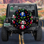 A Garland Of Flowers With Human Skulls Among The Colored Bones Spare Tire Cover Car Accessories