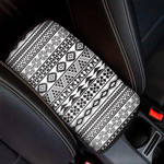 White And Grey Aztec Pattern Print Car Center Console Cover