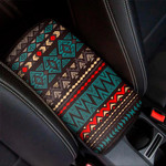 Teal And Brown Aztec Pattern Print Car Center Console Cover