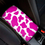 Hot Pink And White Cow Print Car Center Console Cover