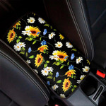 Sunflower Chamomile Pattern Print Car Center Console Cover