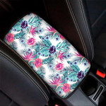 Neon Hibiscus Tropical Pattern Print Car Center Console Cover