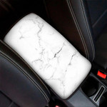 White Grunge Marble Print Car Center Console Cover