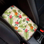 White Aloha Pineapple Pattern Print Car Center Console Cover
