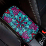 Ethnic Teal Bohemian Pattern Print Car Center Console Cover