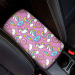 Pink Girly Unicorn Donut Pattern Print Car Center Console Cover