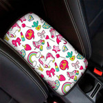 White Girly Unicorn Pattern Print Car Center Console Cover