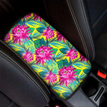 Tropical Lotus Pattern Print Car Center Console Cover