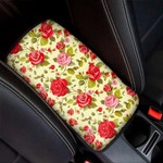 Red Pink Rose Floral Pattern Print Car Center Console Cover