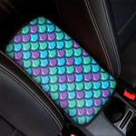 Teal Mermaid Scales Pattern Print Car Center Console Cover