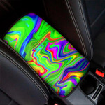 Green Abstract Liquid Trippy Print Car Center Console Cover
