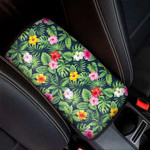 Tropical Hibiscus Flowers Pattern Print Car Center Console Cover