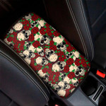 Red Rose Skull Pattern Print Car Center Console Cover