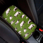 Cow On Green Grass Pattern Print Car Center Console Cover