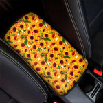 Watercolor Sunflower Pattern Print Car Center Console Cover