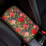 Pink Red Rose Floral Pattern Print Car Center Console Cover