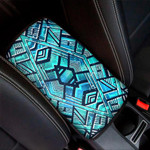 Turquoise Ethnic Aztec Trippy Print Car Center Console Cover