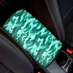 Teal Camouflage Print Car Center Console Cover