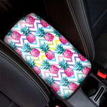 Neon Zig Zag Pineapple Pattern Print Car Center Console Cover