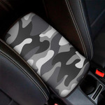 Grey And White Camouflage Print Car Center Console Cover