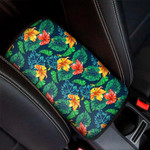 Hibiscus Monstera Hawaii Pattern Print Car Center Console Cover