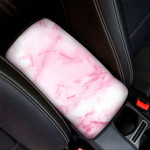 White Pink Marble Print Car Center Console Cover
