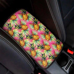 Pink Watercolor Pineapple Pattern Print Car Center Console Cover