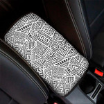 Grey And White Aztec Pattern Print Car Center Console Cover
