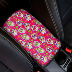 Pink Sugar Skull Pattern Print Car Center Console Cover