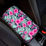 Pink Hibiscus Tropical Pattern Print Car Center Console Cover