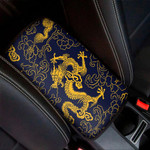 Gold Japanese Dragon Pattern Print Car Center Console Cover