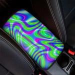 Neon Green Psychedelic Trippy Print Car Center Console Cover