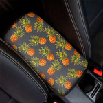 Grey Watercolor Pineapple Pattern Print Car Center Console Cover