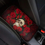 Skull And Red Roses Printed Car Center Console Cover