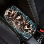 Red Golden Skulls Blue Roses Cool Style Printed Car Center Console Cover