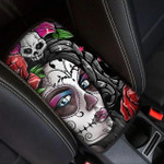 Colorful Skull Girl Cool Style Printed Car Center Console Cover