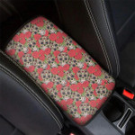 Skulls And Red Flowers Vintage Style Printed Car Center Console Cover