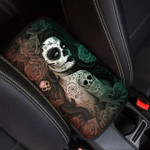 Vintage Red Green Skull Girl Cool Style Printed Car Center Console Cover